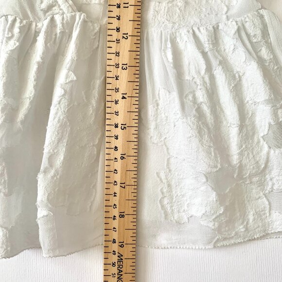 Wilfred Augustine Blouse Ruffled Peplum Cropped Sheer Floral Blouse Coquette - Picture 16 of 16